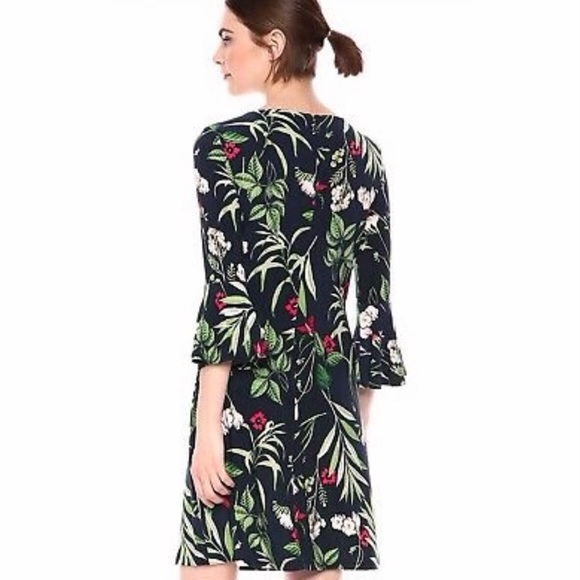 Tommy Hilfiger Floral Bell Sleeve Sky Captain Fern Blue Green Dress Size 16 - Picture 9 of 16